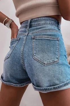 Sale Dear-Lover Rhinestone Embellished Denim Shorts Ashleigh Blue