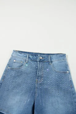 Sale Dear-Lover Rhinestone Embellished Denim Shorts Ashleigh Blue