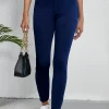 Best Dear-Lover Solid Color High Waist Stretchy Slim Fit Jeggings Ashleigh Blue