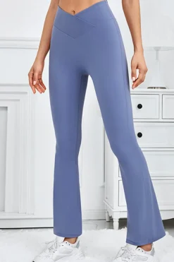 Best Dear-Lover V Crossover High Waist Workout Flare Leggings Ashleigh Blue