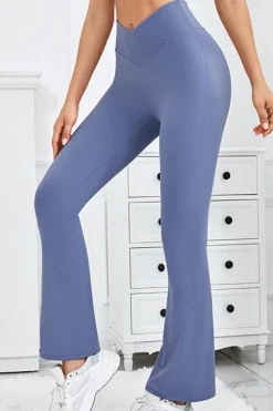 Best Dear-Lover V Crossover High Waist Workout Flare Leggings Ashleigh Blue