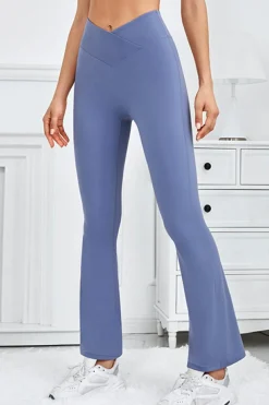 Best Dear-Lover V Crossover High Waist Workout Flare Leggings Ashleigh Blue