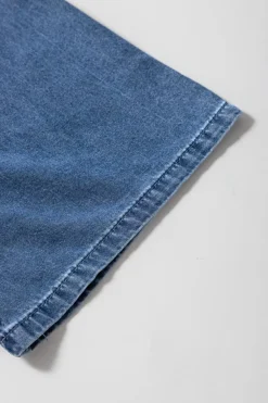 Online Dear-Lover V Neck Short Sleeve Smocked Back Denim Loose Jumpsuit Ashleigh Blue