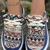 Hot Dear-Lover Vintage Aztec Patchwork Lace-up Decor Flat Shoes Ashleigh Blue