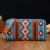 Fashion Dear-Lover Western Aztec Print PU Leather Wristlet Wallet Ashleigh Blue