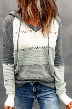 Outlet Dear-Lover Beach Bonfire Knitted Hoodie Gray