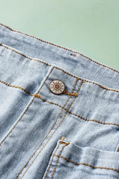 Outlet Dear-Lover Acid Wash Contrast Edge Pocketed Cropped Jeans Beau Blue