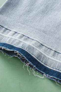 Outlet Dear-Lover Acid Wash Contrast Edge Pocketed Cropped Jeans Beau Blue