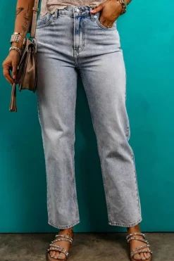 Discount Dear-Lover Acid Wash Straight Jeans Beau Blue