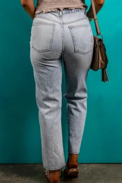 Discount Dear-Lover Acid Wash Straight Jeans Beau Blue