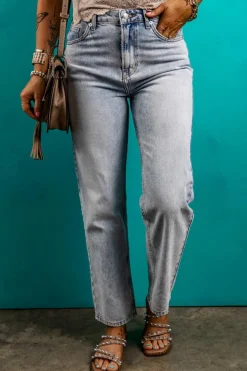 Discount Dear-Lover Acid Wash Straight Jeans Beau Blue