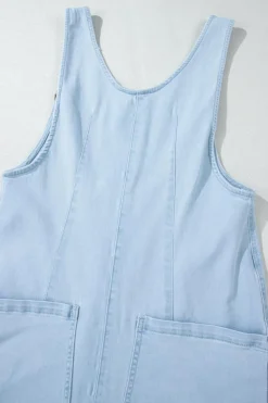 Discount Dear-Lover Adjustable Strap V Neck Pocketed Denim Overalls Beau Blue