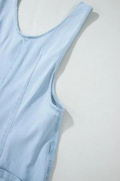 Discount Dear-Lover Adjustable Strap V Neck Pocketed Denim Overalls Beau Blue