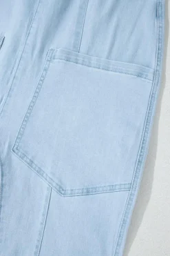 Discount Dear-Lover Adjustable Strap V Neck Pocketed Denim Overalls Beau Blue
