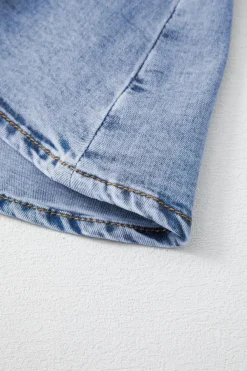 Clearance Dear-Lover Asymmetric Ruffle Overlay Denim Mini Skirt Beau Blue