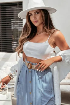 Hot Dear-Lover Buttoned Front High Waist Side Pockets Denim Maxi Skirt Beau Blue