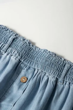 Hot Dear-Lover Buttoned Front High Waist Side Pockets Denim Maxi Skirt Beau Blue