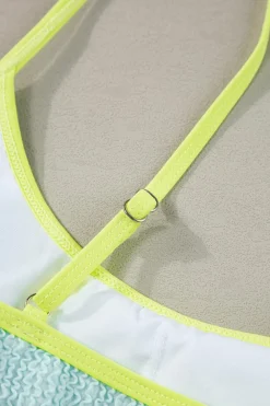 Fashion Dear-Lover Color Block High Waisted Sexy Bikini Set Beau Blue