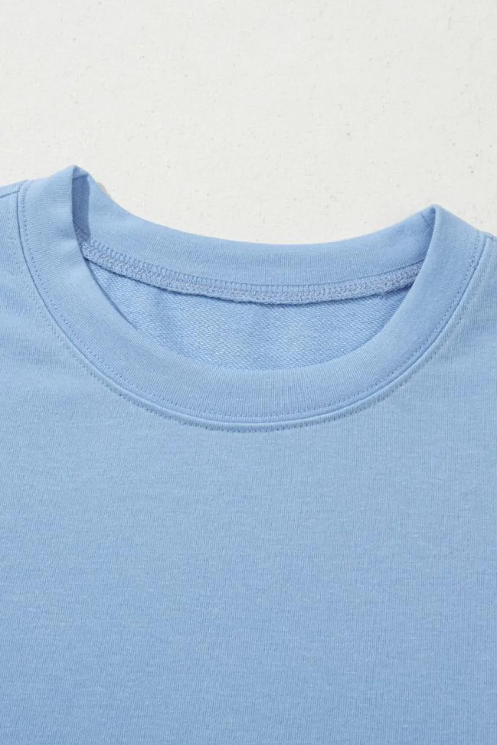 Sale Dear-Lover Eyelet Flower Embroidered Puff Short Sleeve Patchwork Crew Neck Blouse Beau Blue