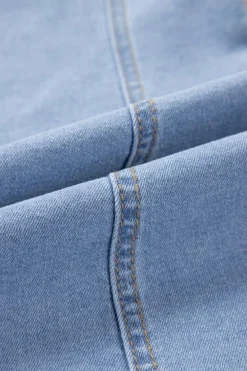 Discount Dear-Lover Light Wash Denim Buttoned Front Chest Pockets Sleeveless Slim Mini Dress Beau Blue