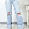 New Dear-Lover Light Wash Distressed Flare Jeans Beau Blue