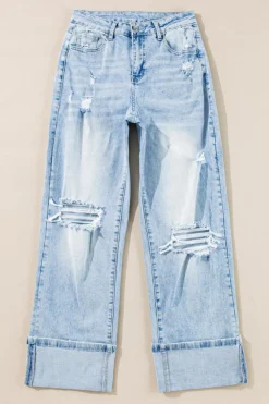 New Dear-Lover Light Wash Distressed Flare Jeans Beau Blue