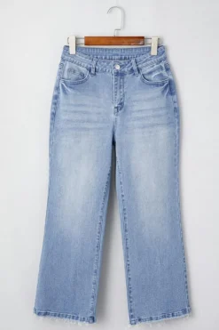 Online Dear-Lover Mineral Wash Raw Hem High Waist Flared Jeans Beau Blue