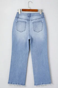Online Dear-Lover Mineral Wash Raw Hem High Waist Flared Jeans Beau Blue