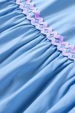 Discount Dear-Lover Ric Rac Colorblock Flutter Sleeve V Neck Tiered Dress Beau Blue