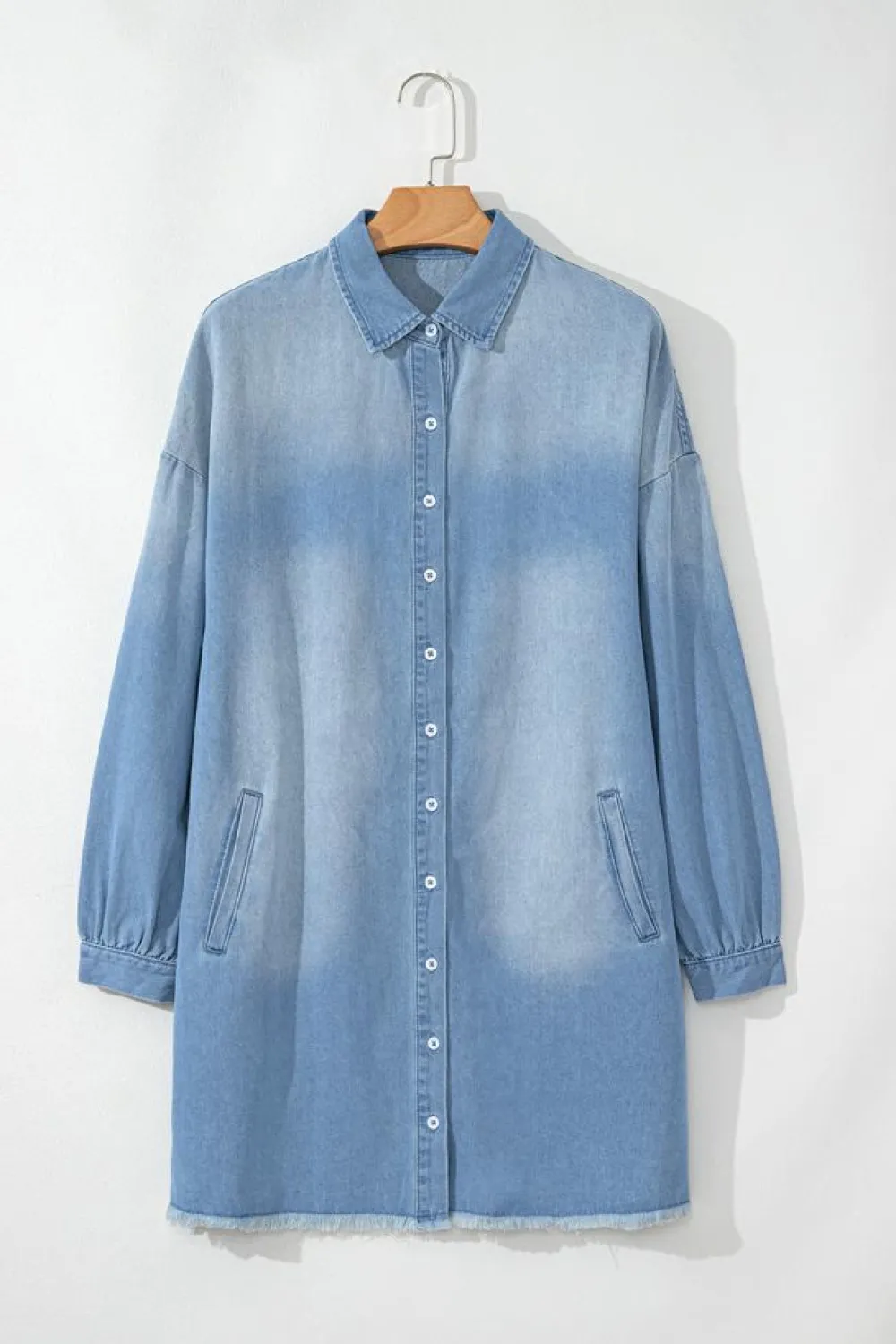 Best Dear-Lover Risen Medium Washed Denim Shirt Dress Beau Blue