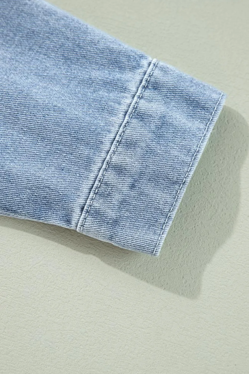 Clearance Dear-Lover Ruffle Raw Hem Flap Pockets Denim Jacket Beau Blue