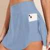 Outlet Dear-Lover Solid Pocketed Crossover High Waist Swim Skort Beau Blue