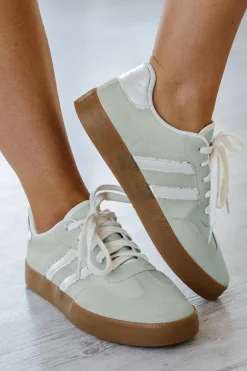 Clearance Dear-Lover Striped Lace-up Flat Sneakers Beau Blue