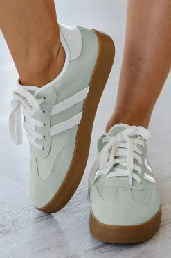 Clearance Dear-Lover Striped Lace-up Flat Sneakers Beau Blue