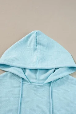 Sale Dear-Lover Textured Cropped Hoodie and Shorts Set Beau Blue