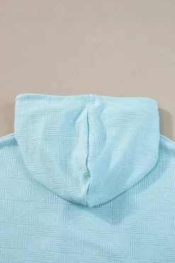 Sale Dear-Lover Textured Cropped Hoodie and Shorts Set Beau Blue