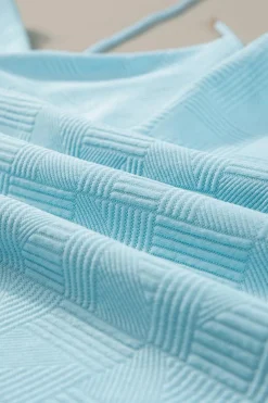 Sale Dear-Lover Textured Cropped Hoodie and Shorts Set Beau Blue