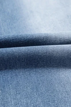 Clearance Dear-Lover Vintage Stitching Raw Hem Flared Jeans Beau Blue