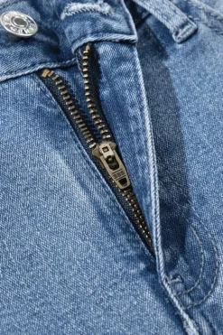 Clearance Dear-Lover Vintage Stitching Raw Hem Flared Jeans Beau Blue