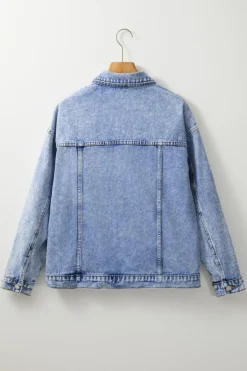 New Dear-Lover Vintage Washed Flap Pockets Denim Jacket Beau Blue