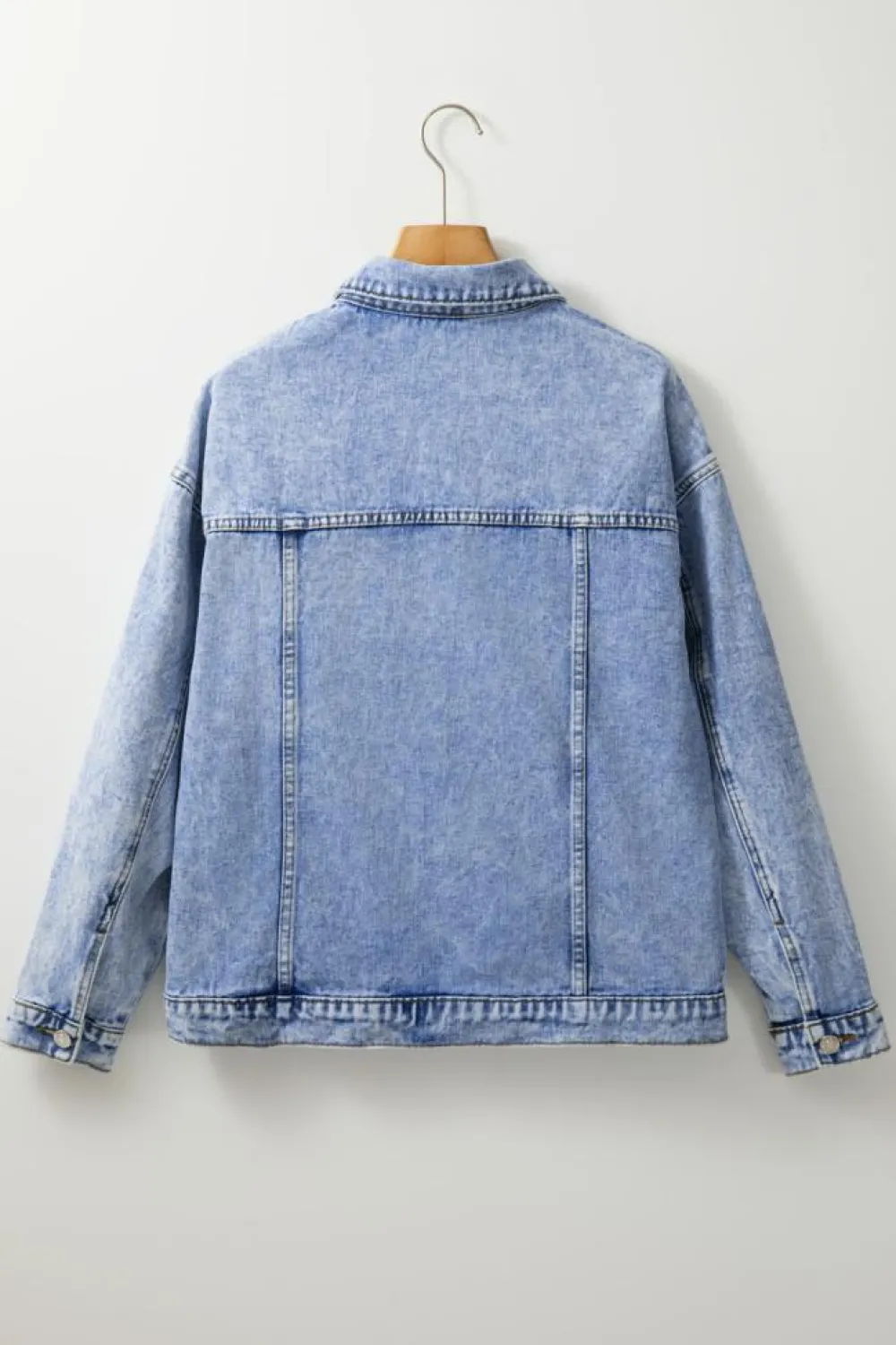 New Dear-Lover Vintage Washed Flap Pockets Denim Jacket Beau Blue