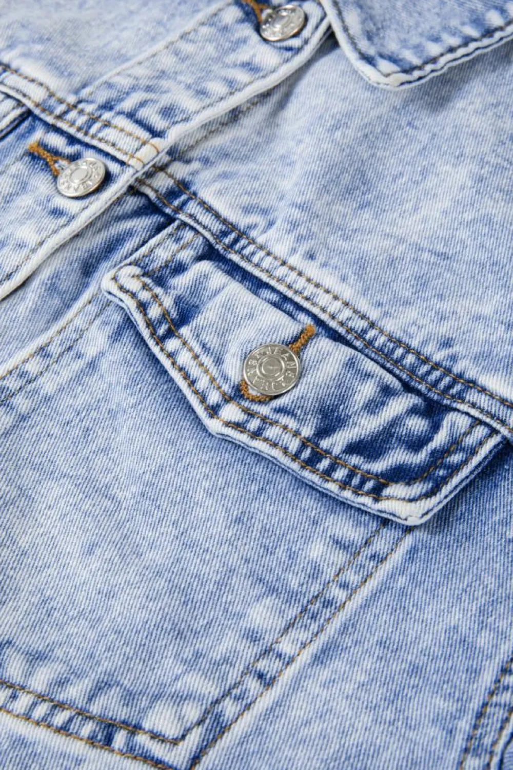 New Dear-Lover Vintage Washed Flap Pockets Denim Jacket Beau Blue