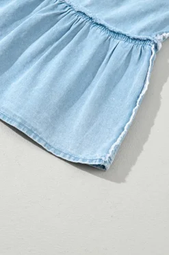 Outlet Dear-Lover Washed Denim Tied Straps Sleeveless Mini Dress Beau Blue