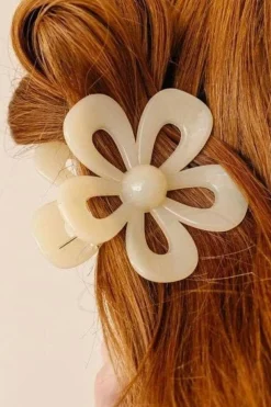 Best Dear-Lover Beautifully Flower Shape Resin Hair Clip Smoke Gray