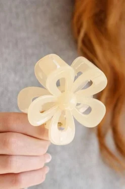 Best Dear-Lover Beautifully Flower Shape Resin Hair Clip Smoke Gray