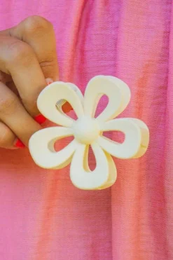 Best Dear-Lover Beautifully Flower Shape Resin Hair Clip Smoke Gray