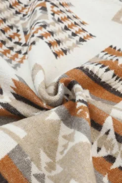 Sale Dear-Lover Aztec Print Kangaroo Pocket Half-Zip Hoodie Beige
