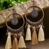 Discount Dear-Lover Boho Round Tasseled Dangle Earrings Beige