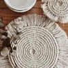 Discount Dear-Lover Boho Tassel Macrame Coaster 15cm Beige