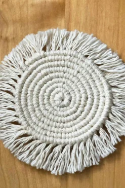 Discount Dear-Lover Boho Tassel Macrame Coaster 15cm Beige